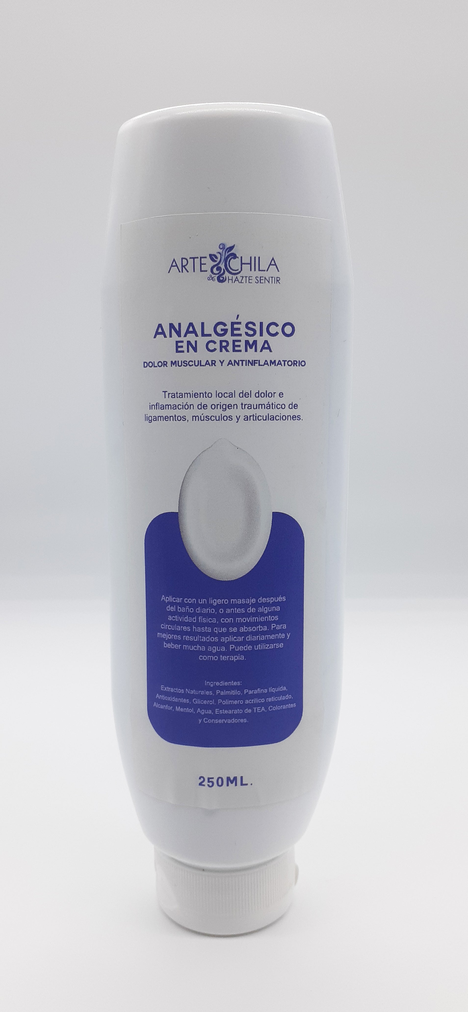 CREMA ANALGÉSICO 250ml. DOLOR MUSCULAR Y ANTIINFLAMATORIO – ArteChila